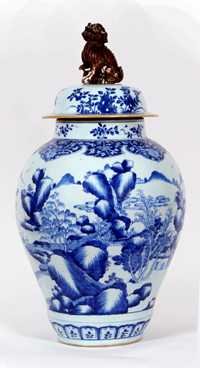 Vase Couvert En Porcelaine Bleu Blanc - 85&nbsp;Ko