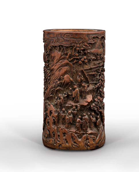 Pot À Pinceaux Tripode En Bambou Sculpté. - 42 Ko