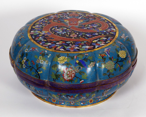 Boite Polylob�e En Bronze Dor� Et �mail Cloisonn� - 35&nbsp;Ko