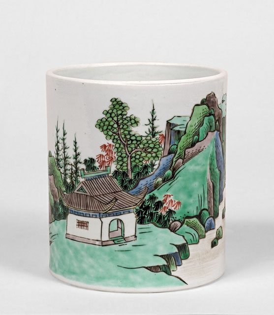 Pot � Pinceaux En Porcelaine Polychrome De La Famille Verte - 26&nbsp;Ko