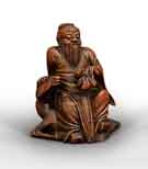 Groupe En Bambou Sculpt� Repr�sentant Dongfang Assis Sur Un Cerf. - 40&nbsp;Ko