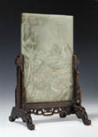 Carved White Jade Imperial Rectangular Table Screen - 16&nbsp;Ko
